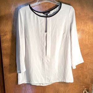 Cream blouse white black trim